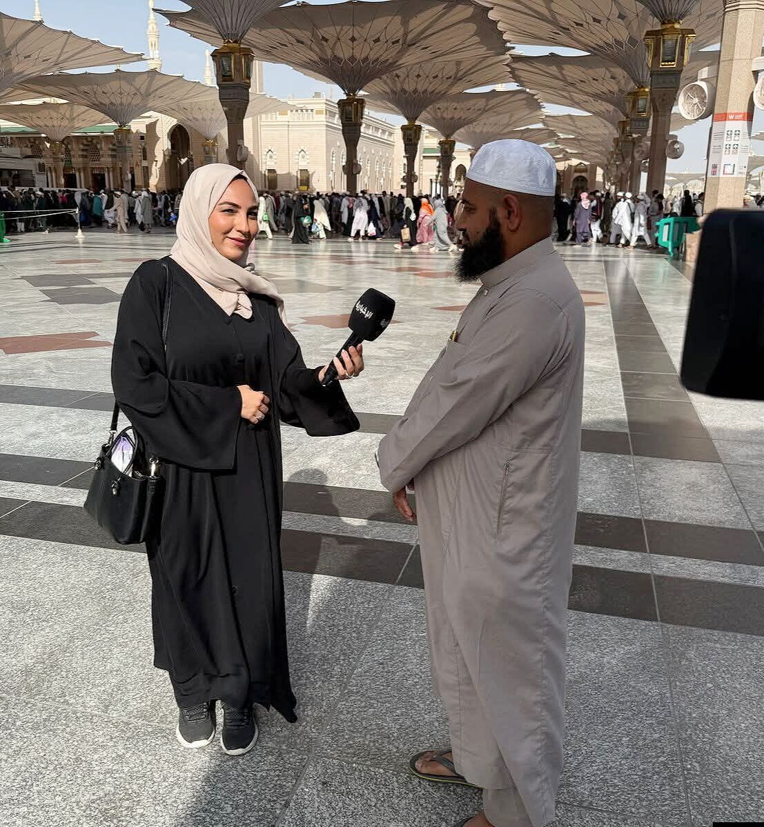 Media interview at the courtyard of Masjid an-Nabawi, Madinah